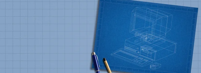 technische Zeichnung eines alten Computers